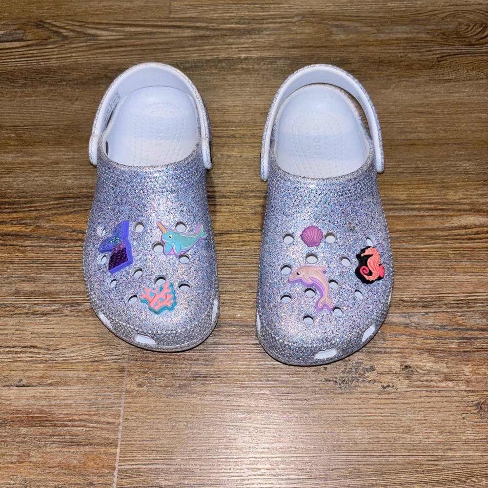 CROCS Silver Sandals with Sparkly Design